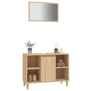 vidaXL Set Mobili da Bagno 2 pz Rovere Sonoma in Legno Multistrato