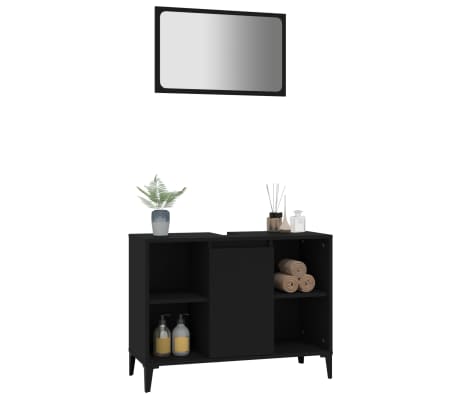 vidaXL 2d&iacute;ln&yacute; set koupelnov&eacute;ho n&aacute;bytku čern&yacute; kompozitn&iacute; dřevo