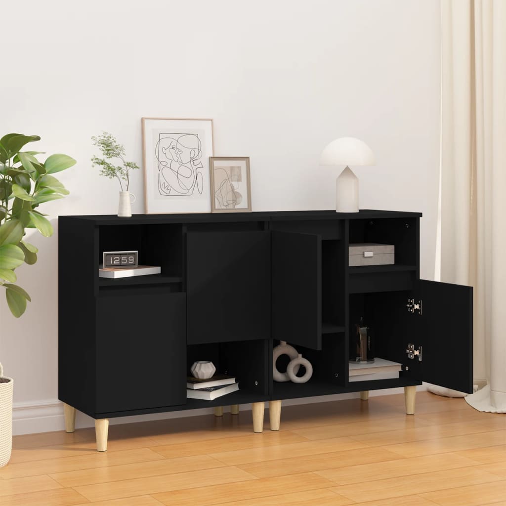 vidaXL Sideboards 2 pcs Black 60x35x70 cm Engineered Wood