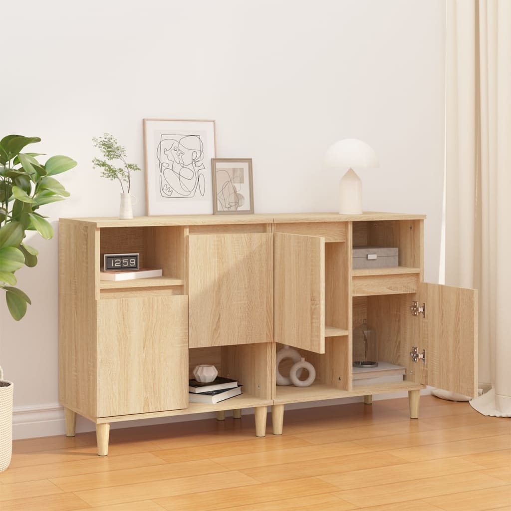 vidaXL Dressoirs 2 st 60x35x70 cm bewerkt hout sonoma eikenkleurig