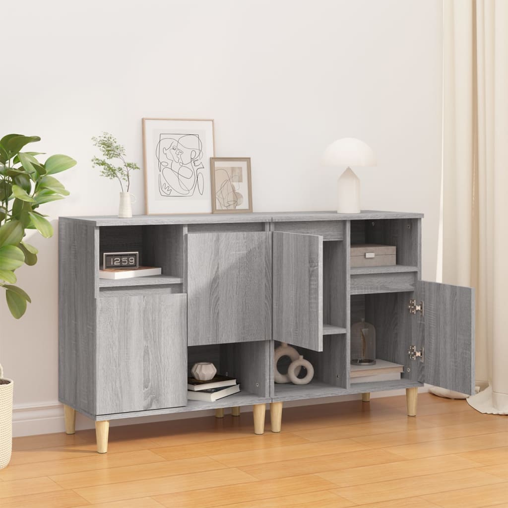 vidaXL Dressoirs 2 st 60x35x70 cm bewerkt hout grijs sonoma eikenkleur