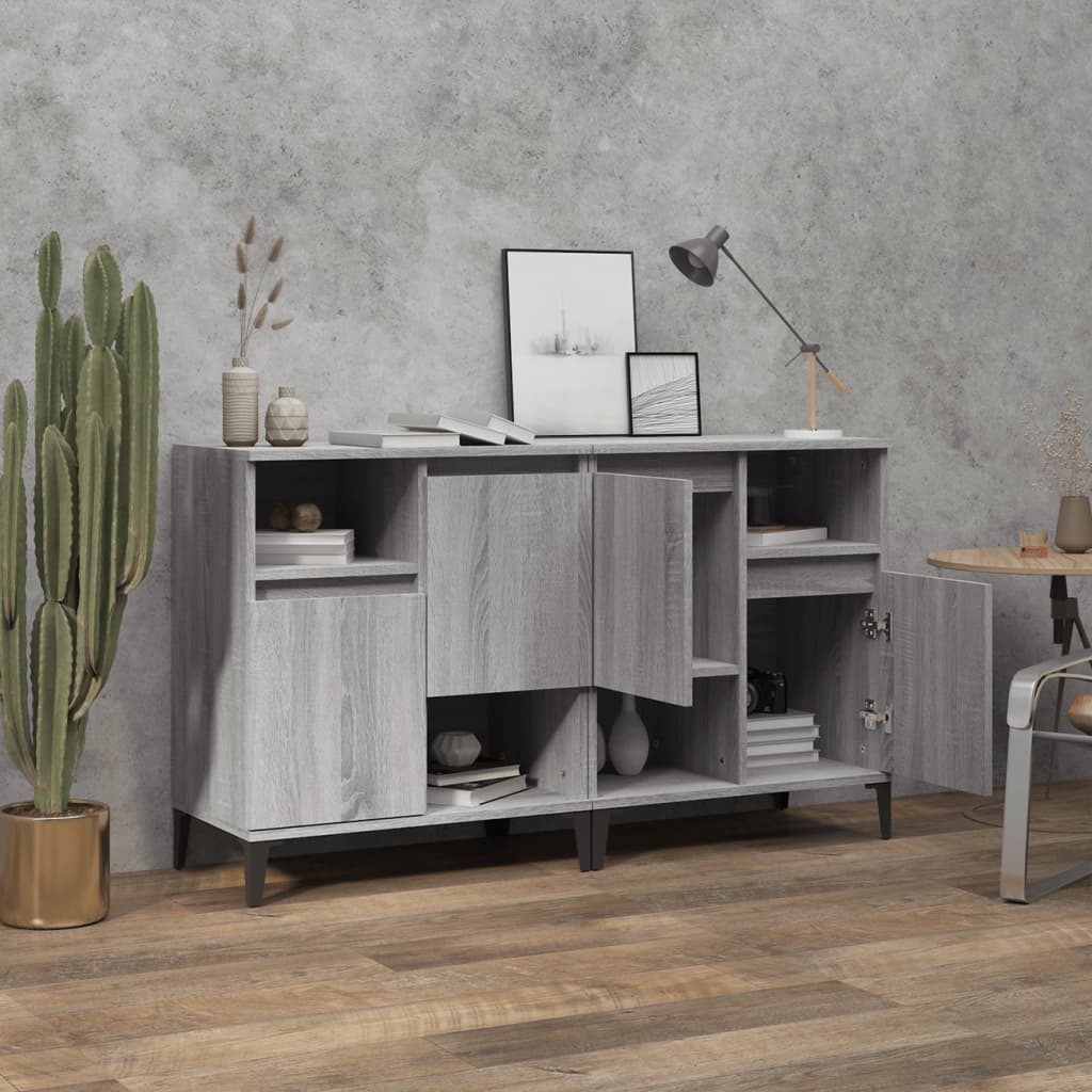 vidaXL Sideboards 2 pcs Grey Sonoma 60x35x70 cm Engineered Wood