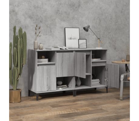 vidaXL Sideboards 2 pcs Grey Sonoma 60x35x70 cm Engineered Wood