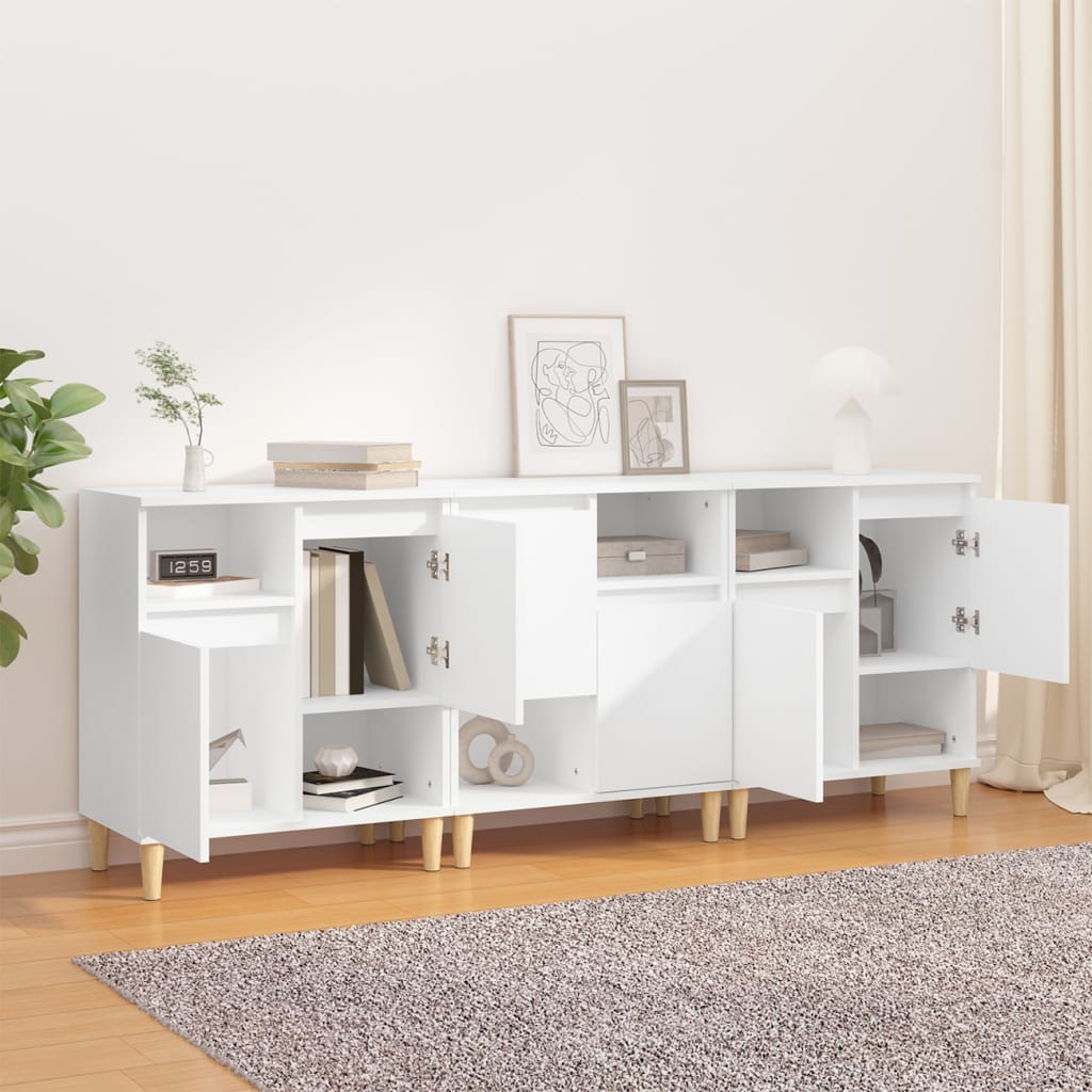 vidaXL Dressoirs 3 st 60x35x70 cm bewerkt hout wit