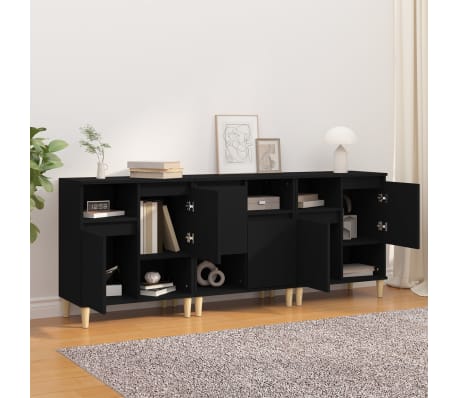 vidaXL Sideboards 3 pcs Black 60x35x70 cm Engineered Wood