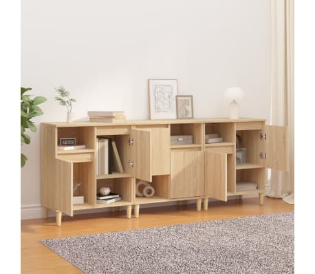 vidaXL Buffets 3 pcs chêne sonoma 60x35x70 cm bois d'ingénierie