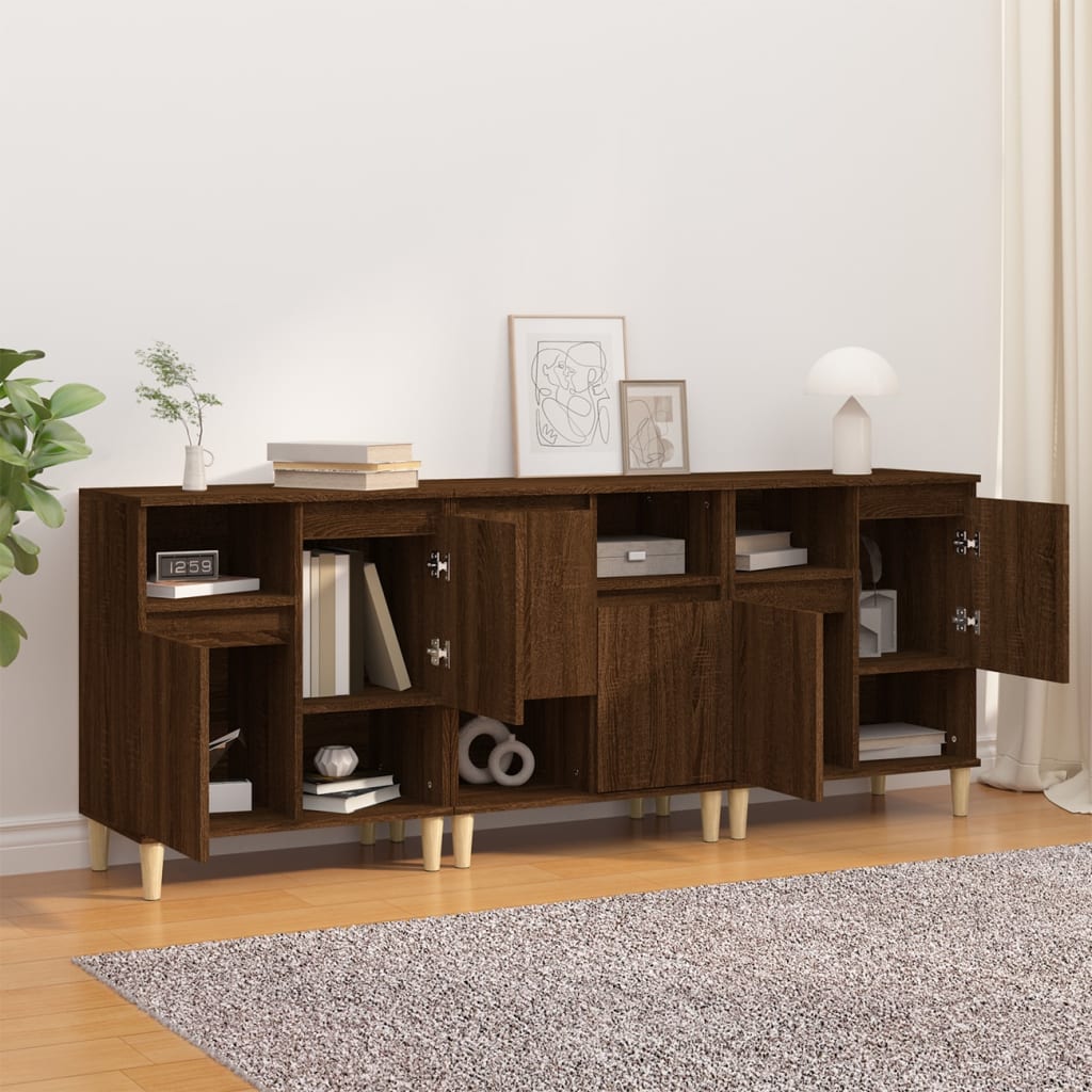 vidaXL Sideboards 3 Stk. Braun Eichen-Optik 60x35x70 cm Holzwerkstoff