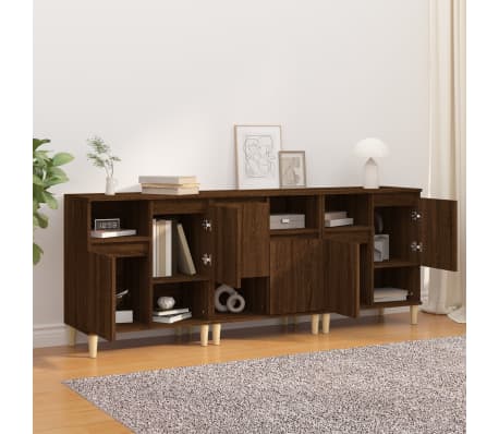 vidaXL Buffets 3 pcs chêne marron 60x35x70 cm bois d'ingénierie