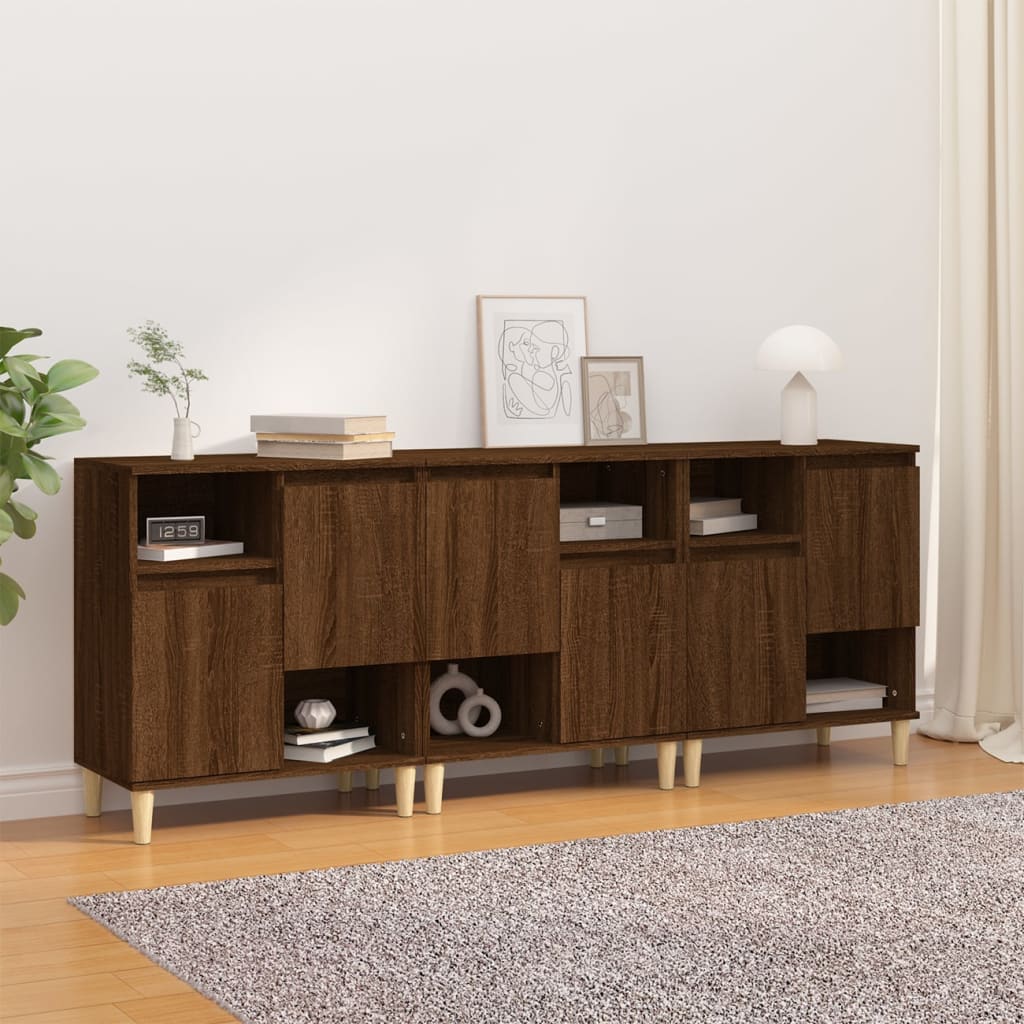 Buffets 3 pcs chêne marron 60x35x70 cm bois d'ingénierie