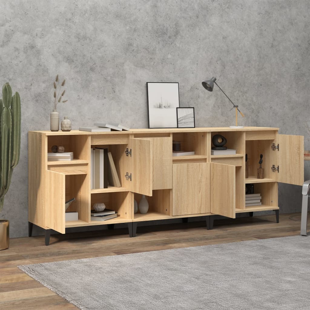 vidaXL Buffets 3 pcs chêne sonoma 60x35x70 cm bois d'ingénierie