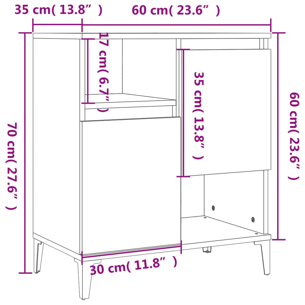 Příborníky 3 ks dub sonoma 60 x 35 x 70 cm kompozitní dřevo