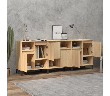 vidaXL Sideboards 3 Stk. Sonoma-Eiche 60x35x70 cm Holzwerkstoff