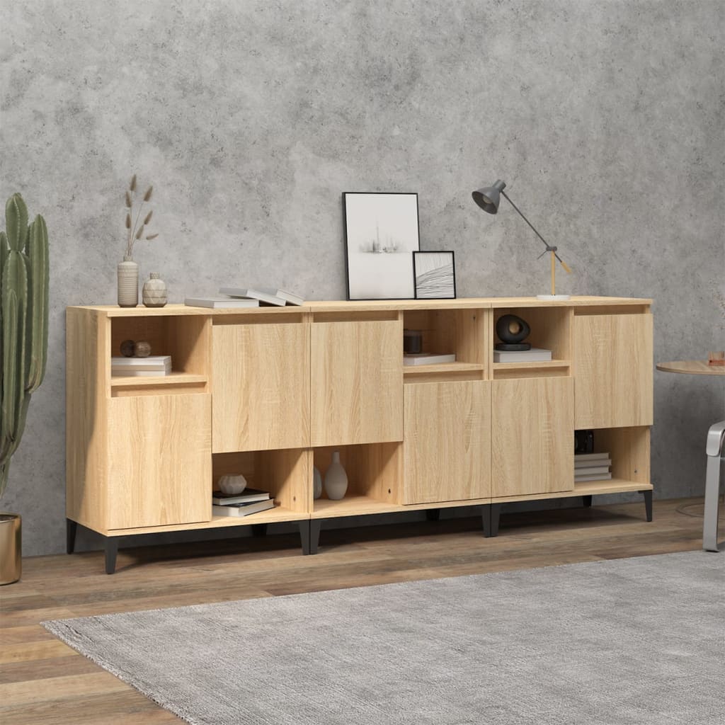 Skraut Home Credenza, Mobile, Cucina Madia, mobile ingresso 200x75x35cm 4  Porte grande stoccaggio Stile moderno Rovere