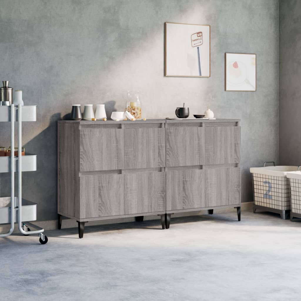 vidaXL Sideboards 2 Stk. Grau Sonoma 60x35x70 cm Holzwerkstoff