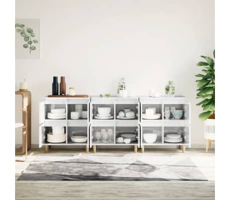 vidaXL Senkit 3 kpl korkeakiilto valkoinen 60x35x70 cm tekninen puu