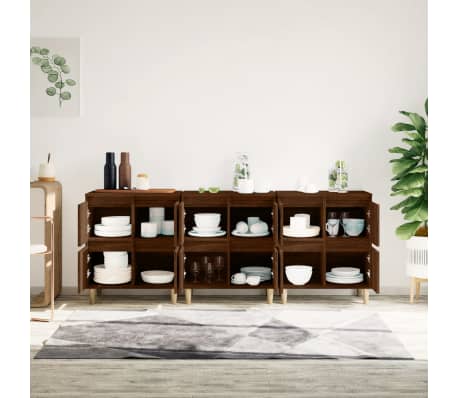 vidaXL Dressoirs 3 st 60x35x70 cm bewerkt hout bruin eikenkleur