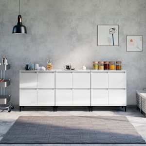 Příborníky 3 ks bílé vysoký lesk 60x35x70 cm kompozitní dřevo