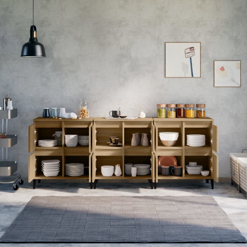 vidaXL Sideboards 3 Stk. Sonoma-Eiche 60x35x70 cm Holzwerkstoff