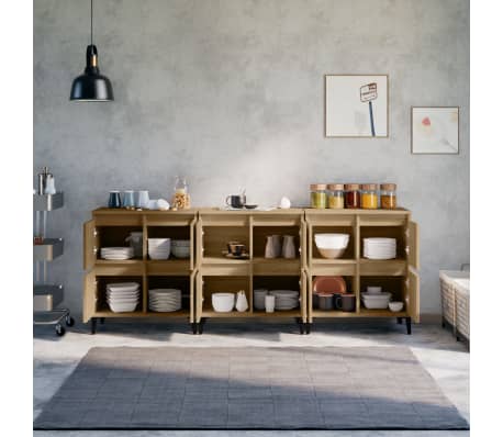 vidaXL Sideboards 3 Stk. Sonoma-Eiche 60x35x70 cm Holzwerkstoff