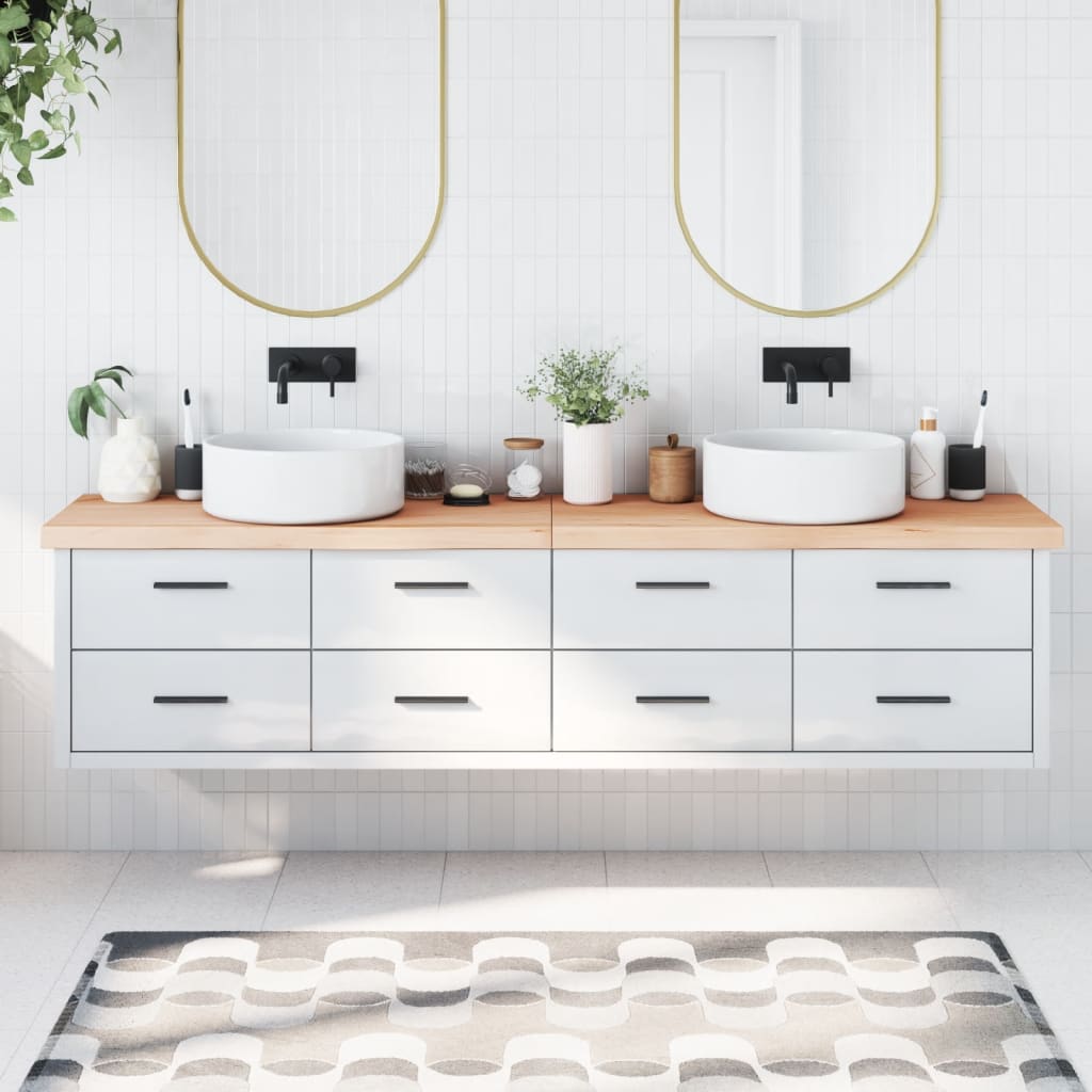 vidaXL Blat de baie, 220x40x6 cm, lemn masiv netratat