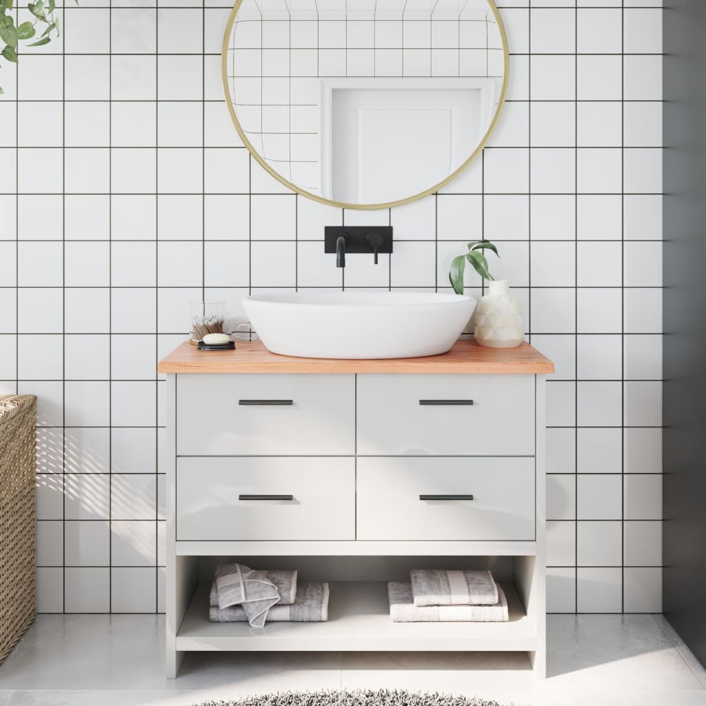 vidaXL Comptoir de salle de bain marron clair 100x30x2 cm bois traité