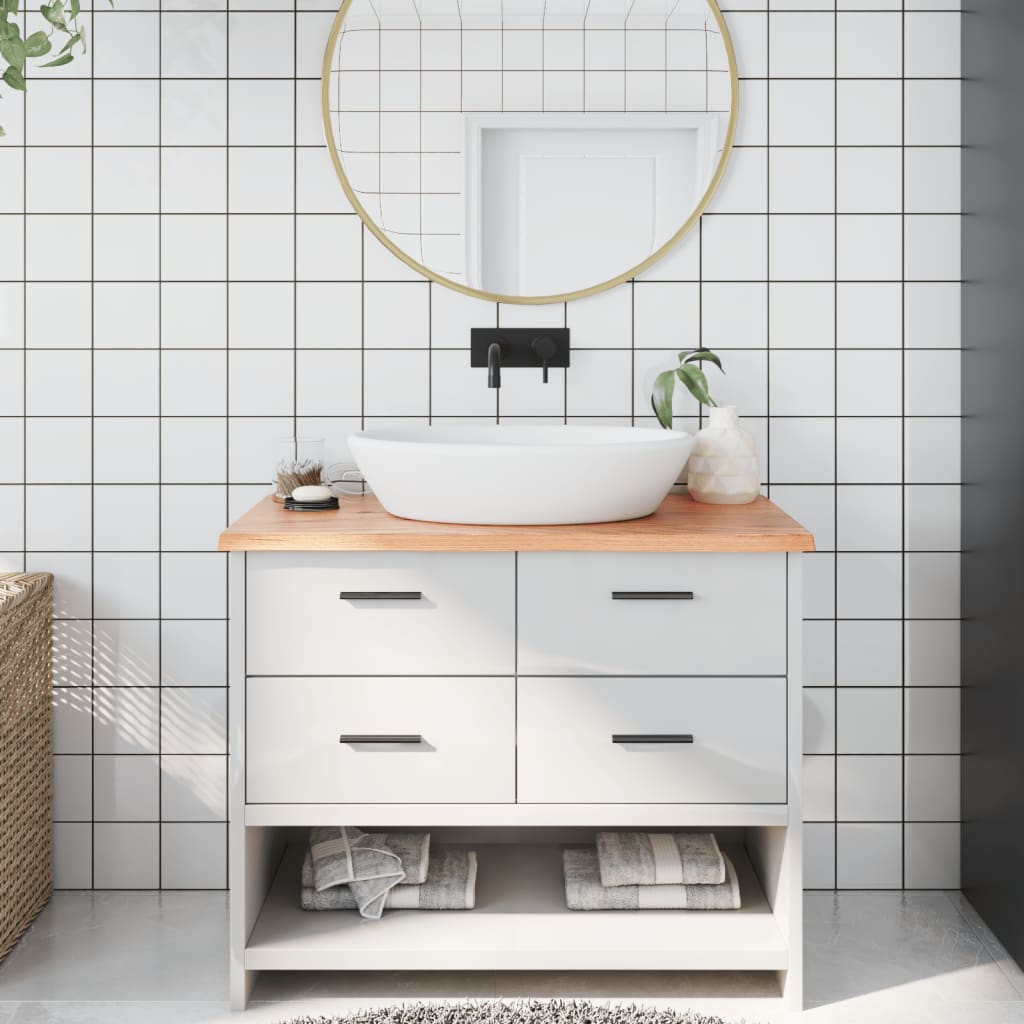 vidaXL Comptoir de salle de bain marron clair 100x40x2 cm bois traité