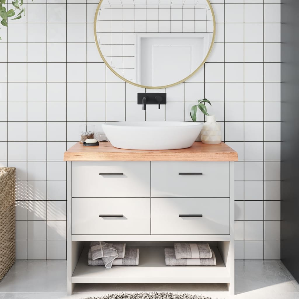 vidaXL Comptoir de salle de bain marron clair 100x50x6 cm bois traité