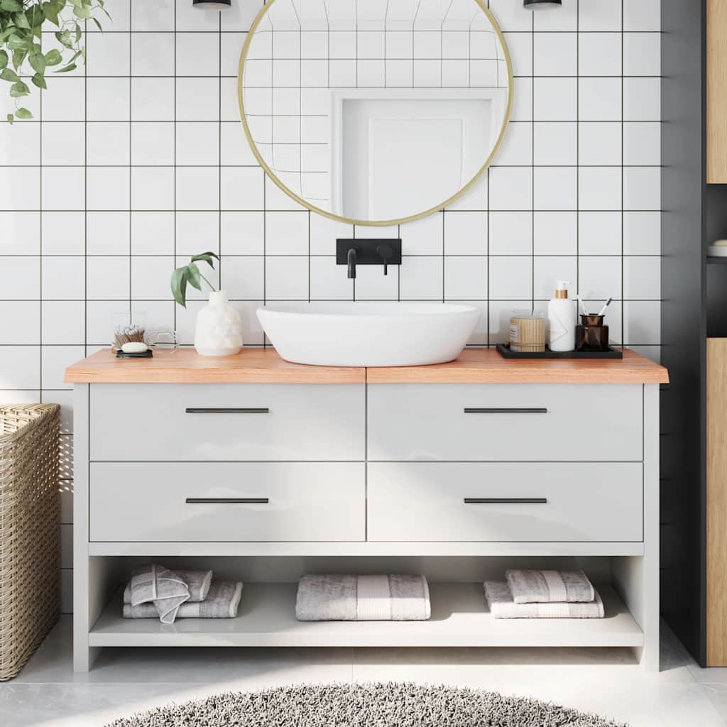 vidaXL Bancada p/ WC 160x30x4 cm madeira maciça tratada castanho-claro