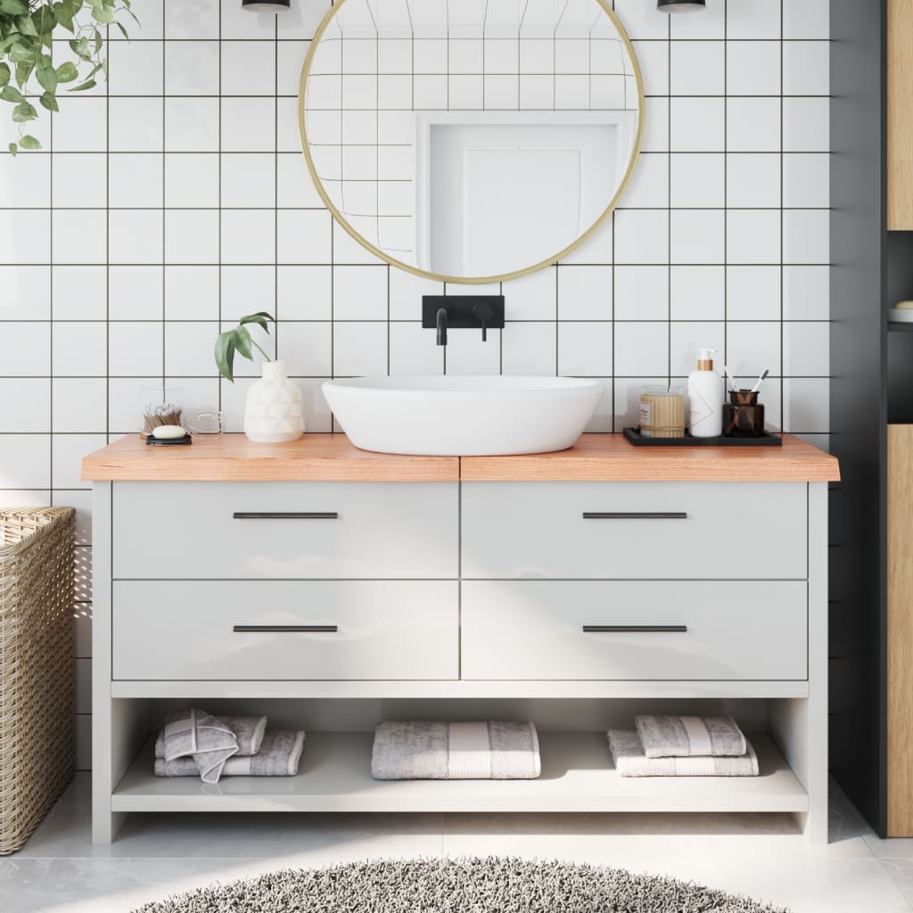 vidaXL Bancada p/ WC 160x30x6 cm madeira maciça tratada castanho-claro