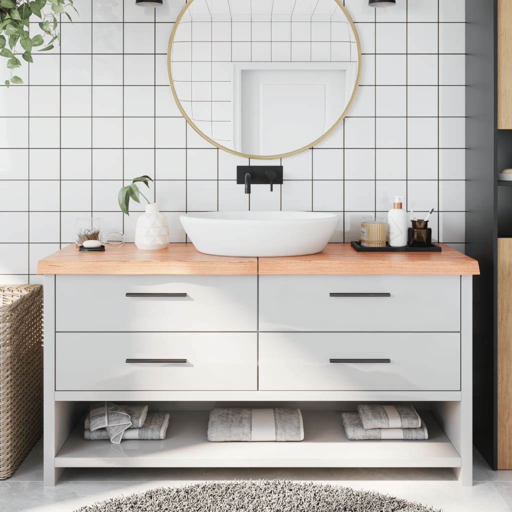 vidaXL Comptoir de salle de bain marron clair 160x40x6 cm bois traité