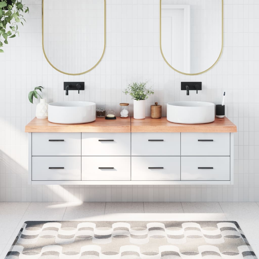 vidaXL Bancada p/ WC 180x40x6 cm madeira maciça tratada castanho-claro