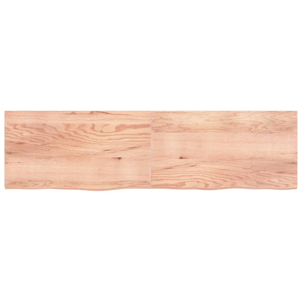 vidaXL Wastafelblad 220x60x(2-4) cm behandeld massief hout lichtbruin afbeelding