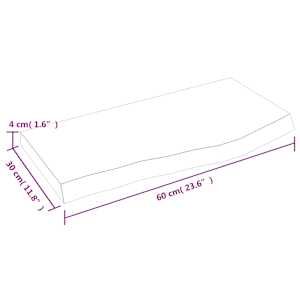 Koupelnová deska tmavě hnědá 60x30x(2-4) cm ošetřený masiv - obrázek 8