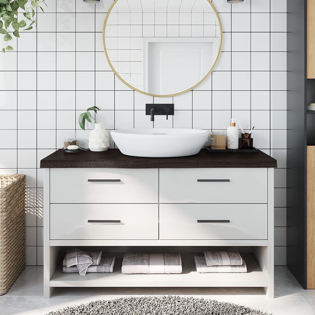 vidaXL Comptoir de salle de bain gris foncé 100x30x6 cm bois traité