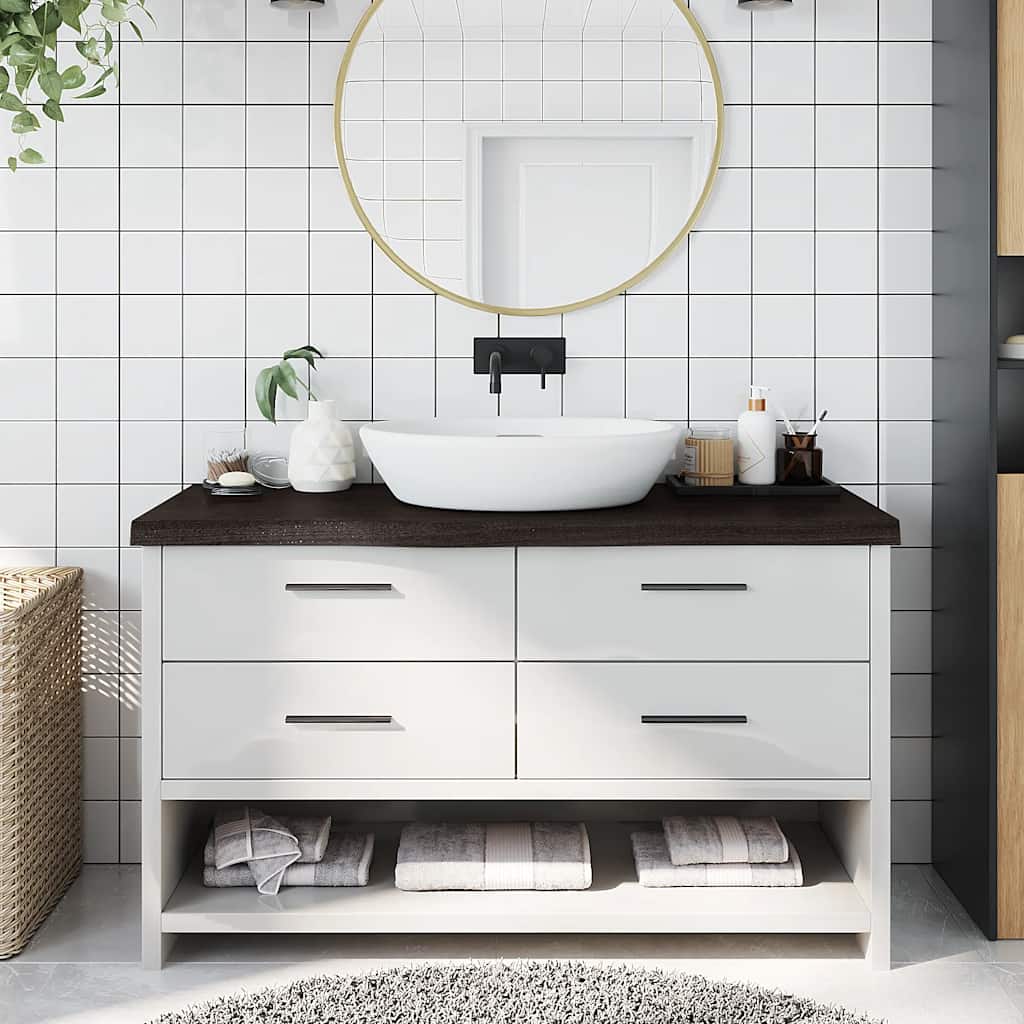 vidaXL Blat de baie, maro închis, 100x40x(2-6) cm, lemn masiv tratat