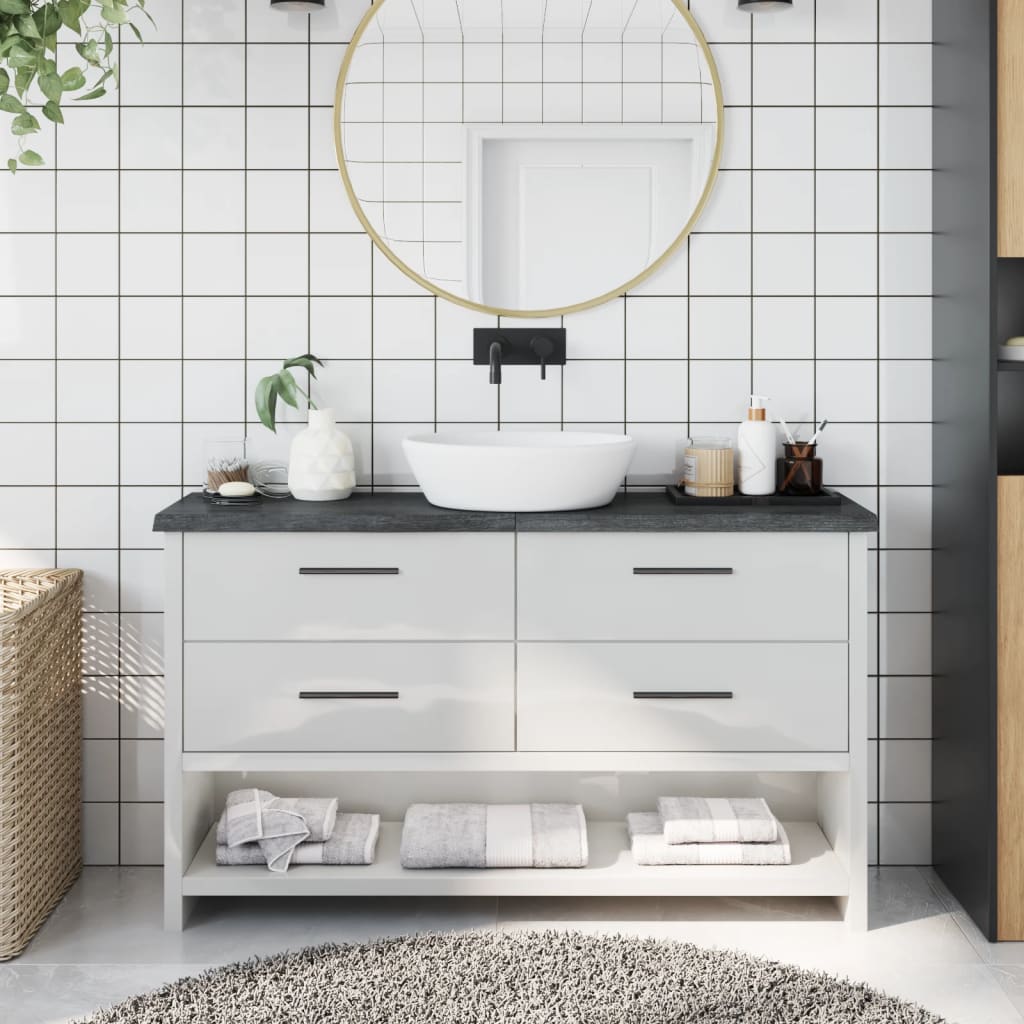 vidaXL Comptoir de salle de bain gris foncé 120x30x4 cm bois traité