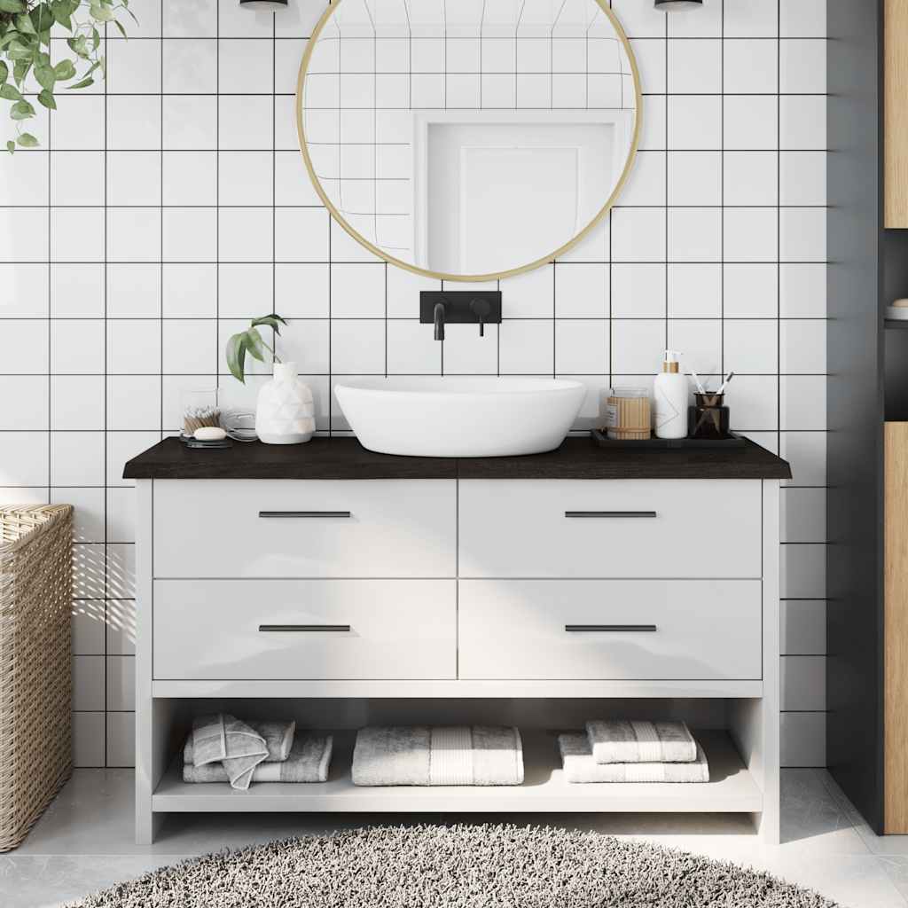 vidaXL Blat de baie, maro închis, 120x40x(2-4) cm, lemn masiv tratat
