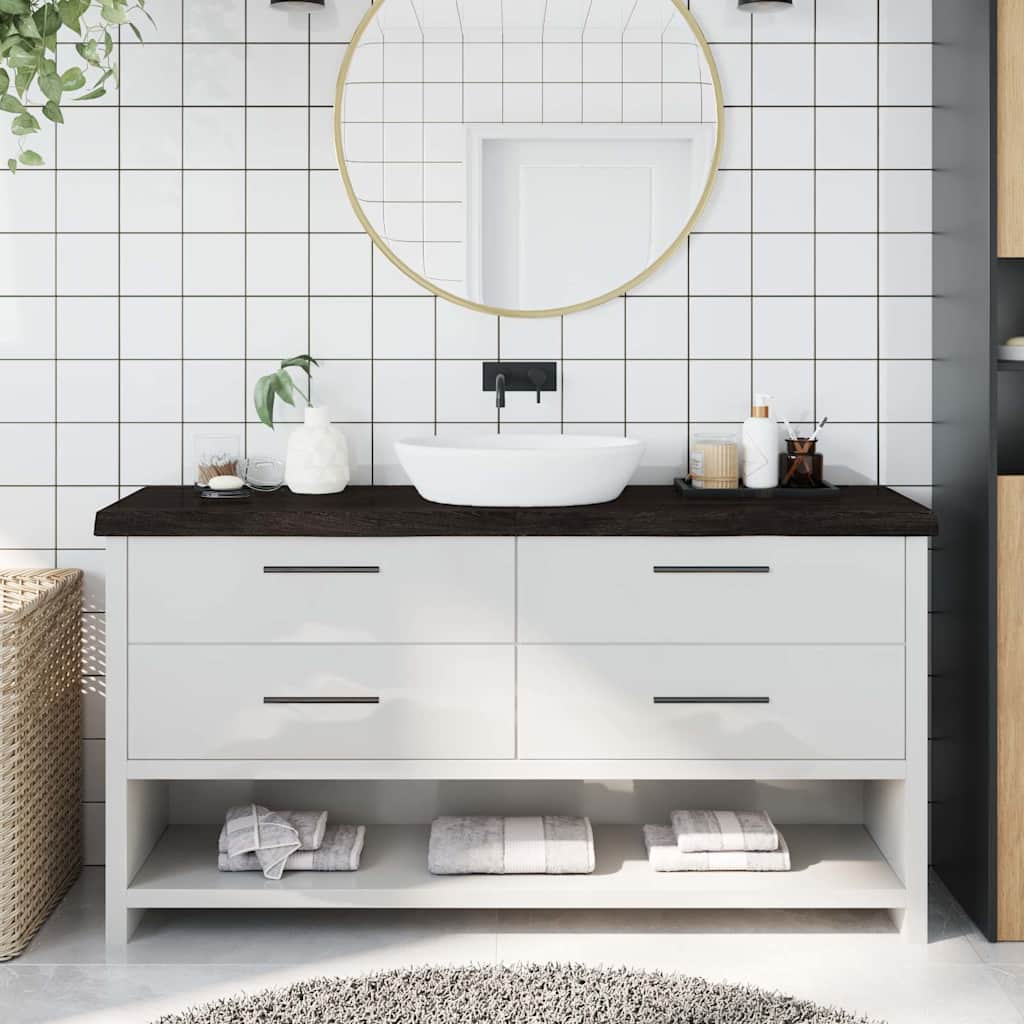vidaXL Blat de baie, maro închis, 160x40x(2-6) cm, lemn masiv tratat