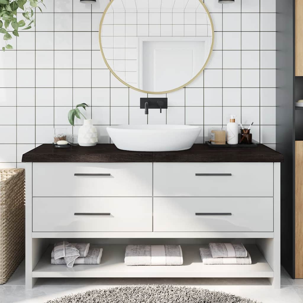 vidaXL Blat de baie, maro închis, 160x50x(2-6) cm, lemn masiv tratat