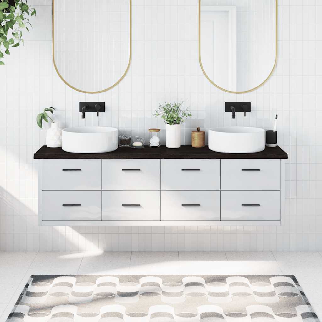 vidaXL Bancada p/ WC 180x30x4 cm madeira tratada maciça cinza-escuro