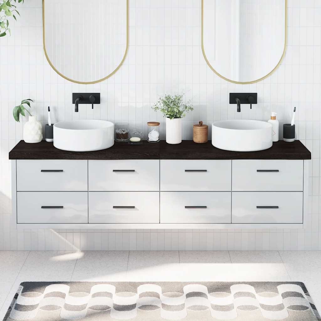 vidaXL Bancada p/ WC 200x30x6 cm madeira tratada maciça cinza-escuro