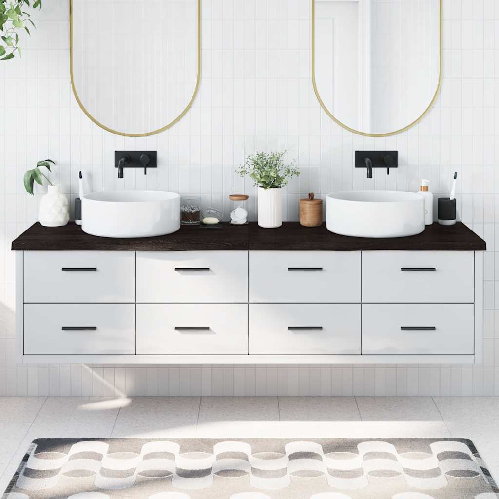 vidaXL Blat de baie, maro închis, 200x60x(2-4) cm, lemn masiv tratat