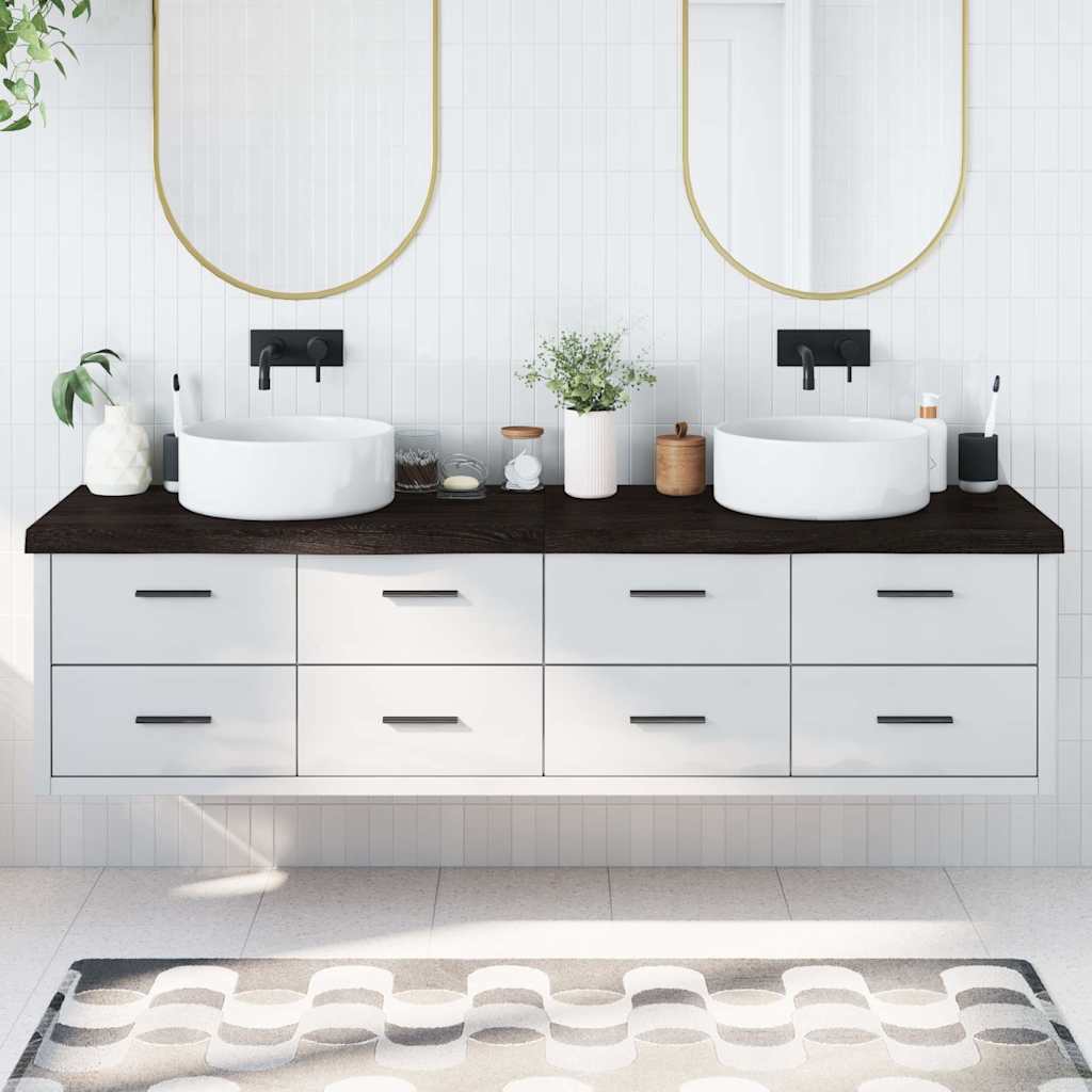 vidaXL Blat de baie, maro închis, 200x60x(2-6) cm, lemn masiv tratat