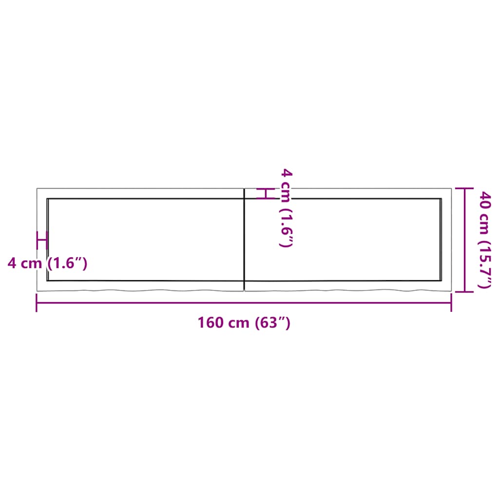 Tafelblad 160x40x(2-4)cm behandeld massief eikenhout lichtbruin image 10