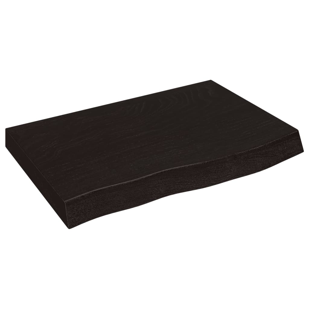 vidaXL Stolní deska tmavě hnědá 60x40x(2-6)cm ošetřený masivní dub