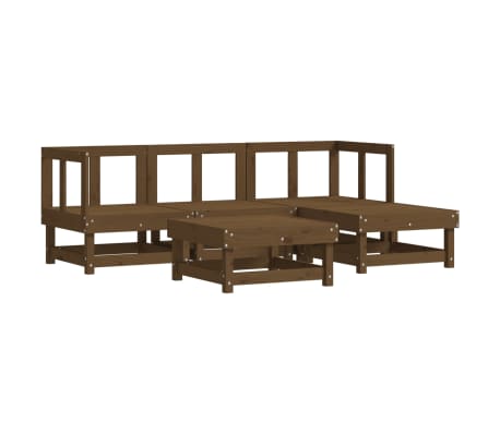 vidaXL 5-tlg. Garten-Lounge-Set mit Kissen Honigbraun Massivholz