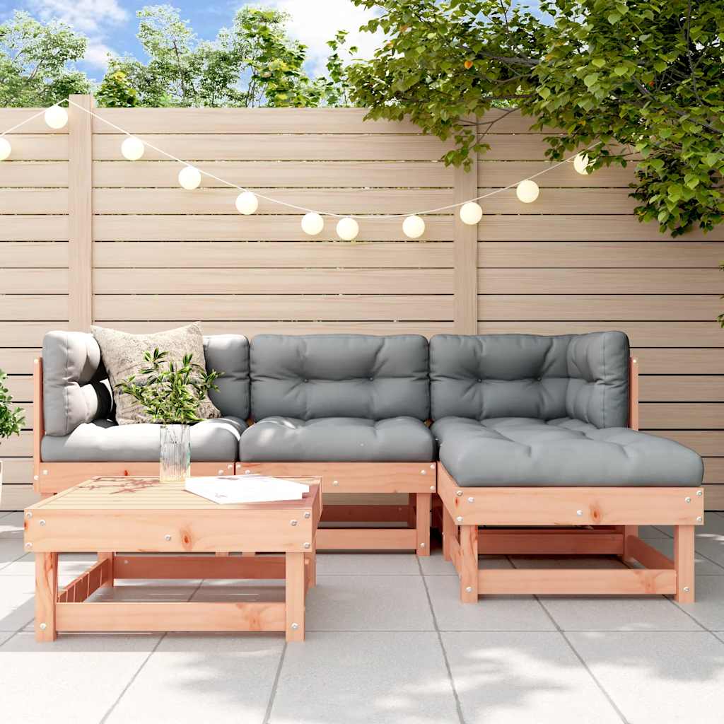 Salon de jardin 5 pcs avec coussins bois massif douglas