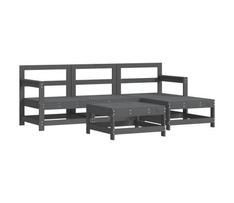 vidaXL 5-osaline aiam&ouml;&ouml;bli komplekt patjadega, hall, t&auml;ispuit