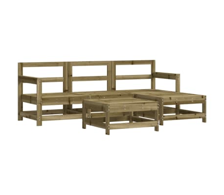 vidaXL Set mobilier de grădină cu perne, 5 piese, lemn de pin tratat