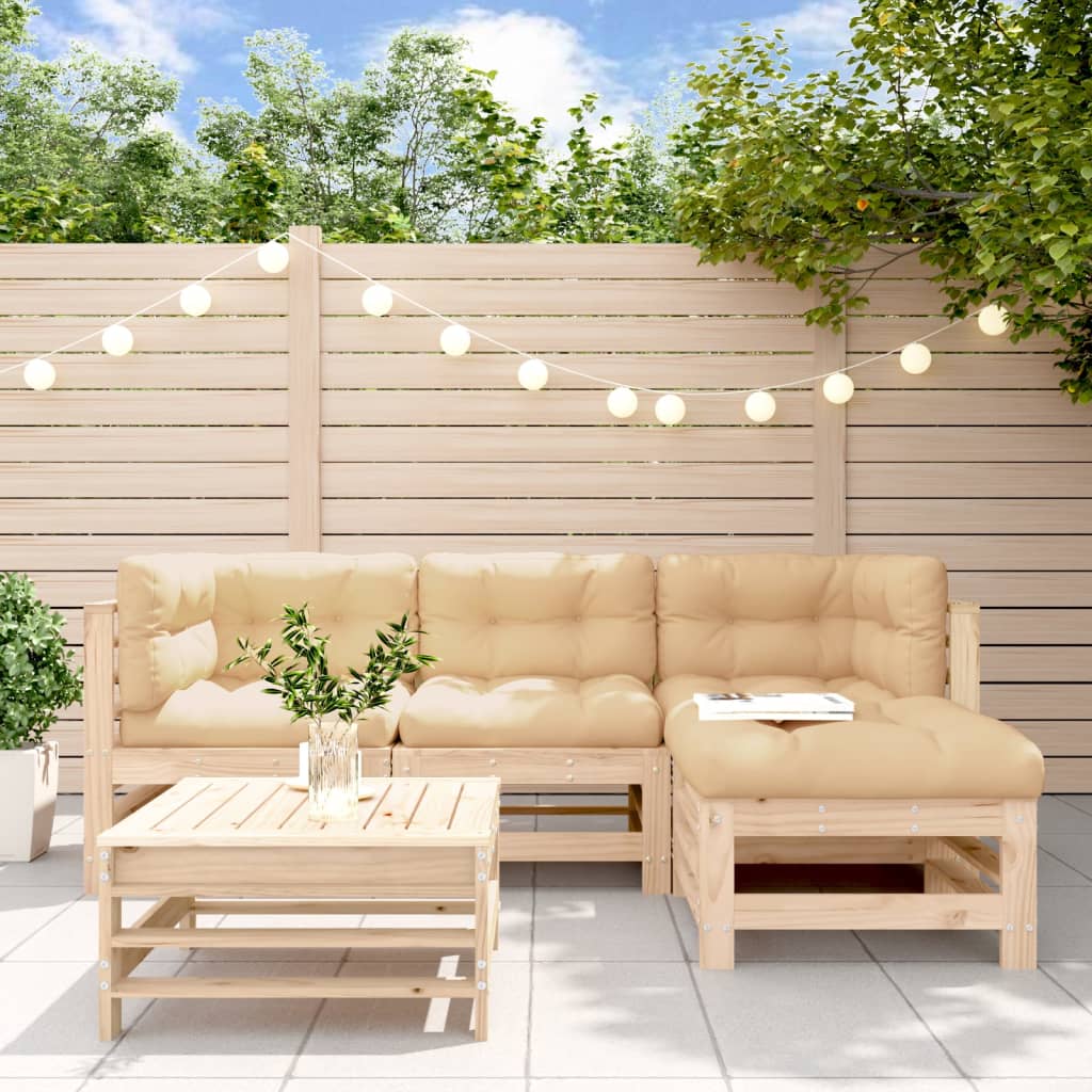 vidaXL 5-tlg. Garten-Lounge-Set mit Kissen Massivholz